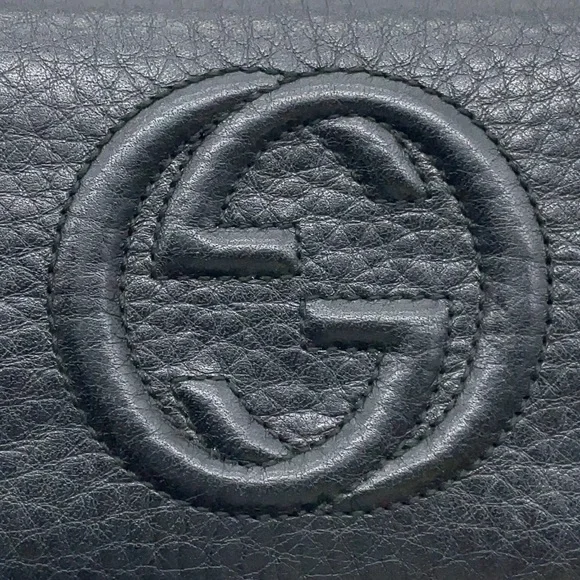 Authentic GUCCI GG Logo Soho Leather Black Long Wallet W/Box - Picture 9 of 16